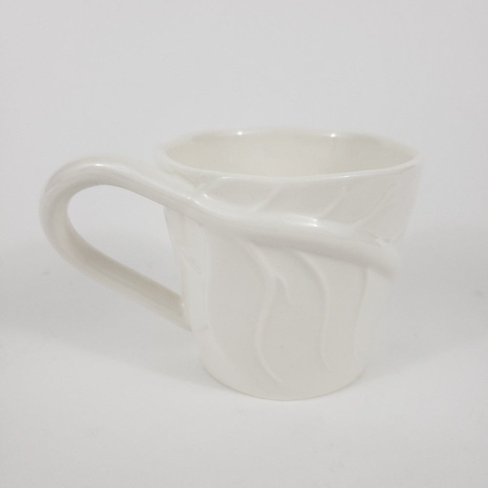 RARE Starbucks Leaf Embossed Mug Cream White 2008